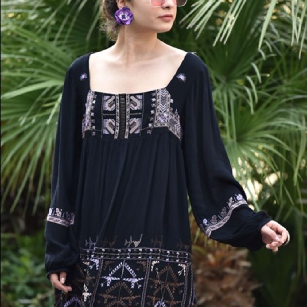 Free People Rhiannon Embroidered Mini Dress